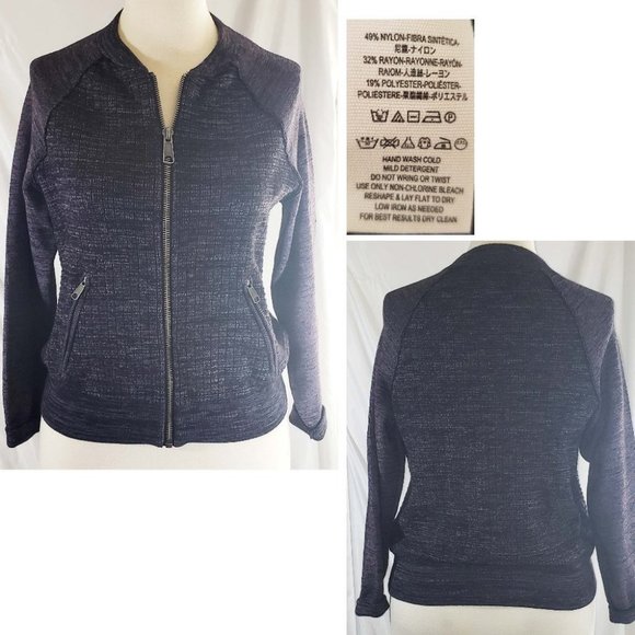 Free People purple knit zip up cardigan sweater, M - Picture 3 of 3